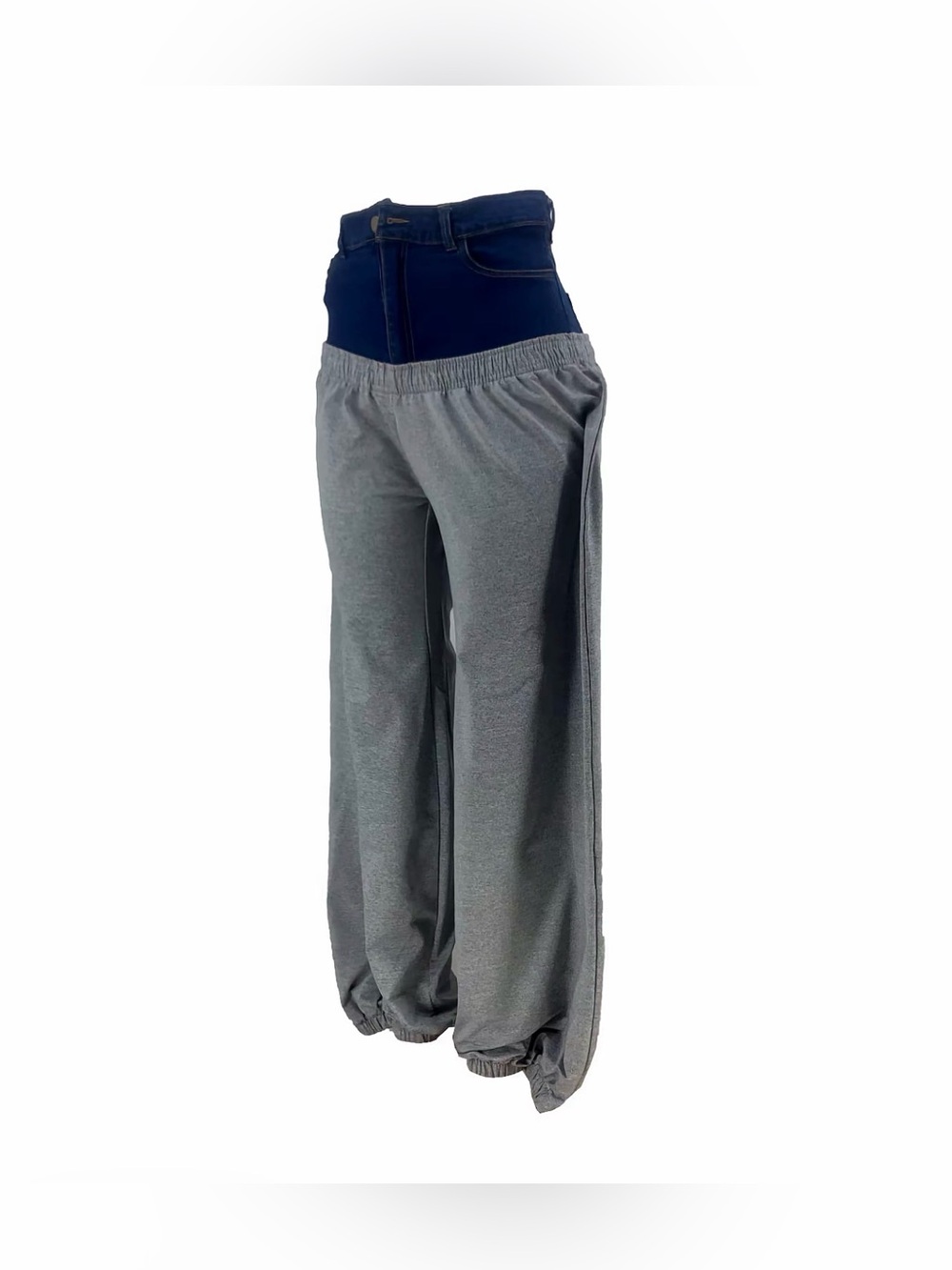 High-Waist Two-Tone Jogger Pants - Gray - Picture 2 of 4